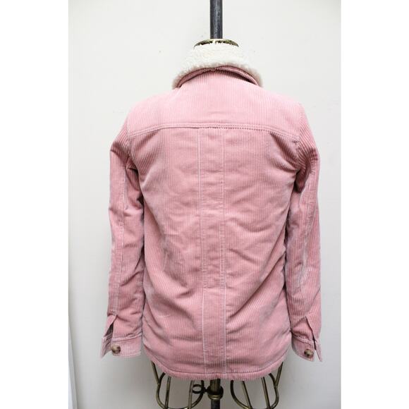Sezane Will Pink Corduroy Shearling Faux Sheepskin Collar Work Jacket Size XXS - Picture 5 of 6